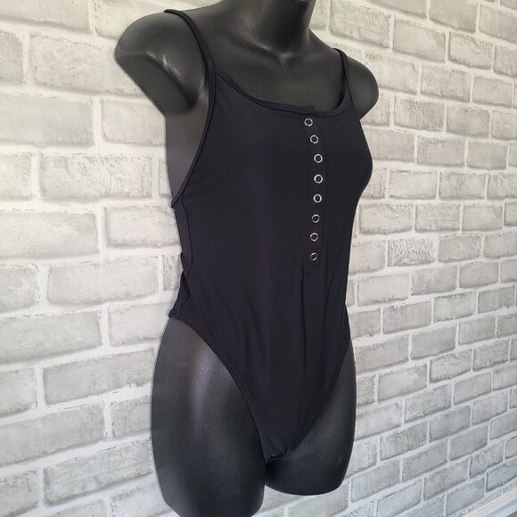 UpWest One Piece Swimsuit Henley High Leg Tank Small Beach NEW $88 - Picture 2 of 7